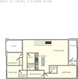 3 bedroom 2 bathroom C1 Floor Plan at Aviator at Brooks, San Antonio, Texas